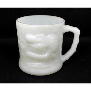 Vintage B.C. Comic GROG Milk Glass Mug Coffee Cup Caveman Johnny Hart  Fire King